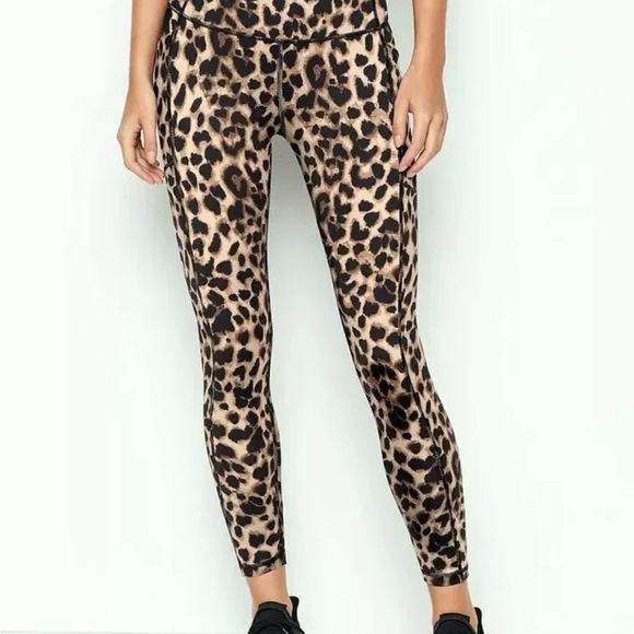 Victoria Secret Leopard Print Leggings Polyester Stretch Women's Size 4 Active - Picture 2 of 11